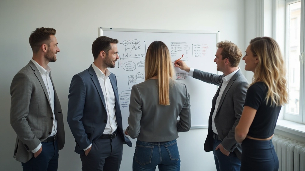 Team dat samen aan strategische planning werkt in een moderne kantooromgeving